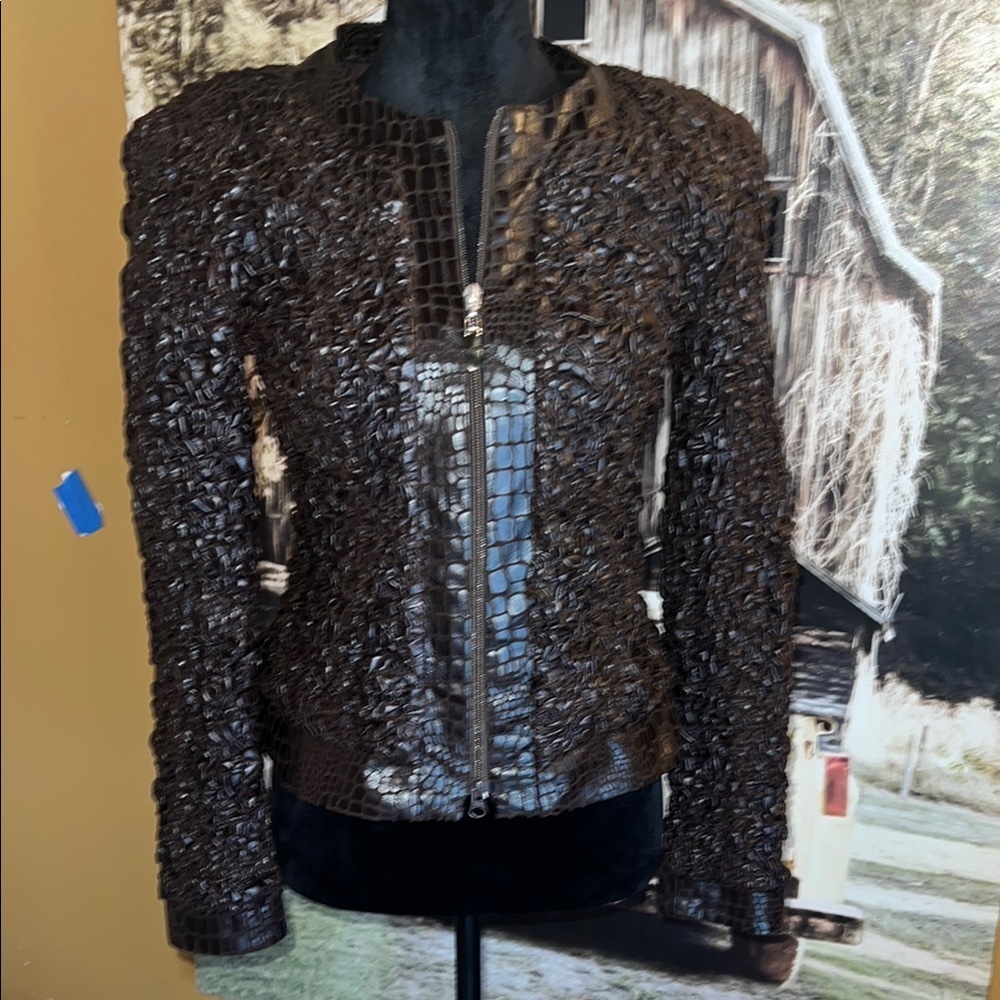 Elegant Brown Textured Women's Jacket